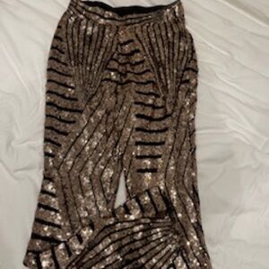 Gold Sequin pants with black lining - Size L